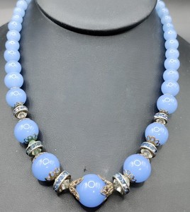 Blue glass bead necklace