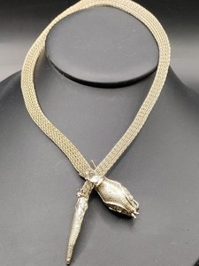 Gold mesh Buddha necklace